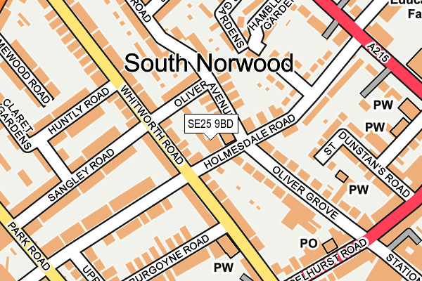 SE25 9BD map - OS OpenMap – Local (Ordnance Survey) SE25 9BD map - OS OpenMap – Local (Ordnance Survey)