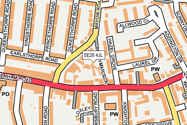 SE26 4JL map - OS OpenMap – Local (Ordnance Survey) SE26 4JL map - OS OpenMap – Local (Ordnance Survey)