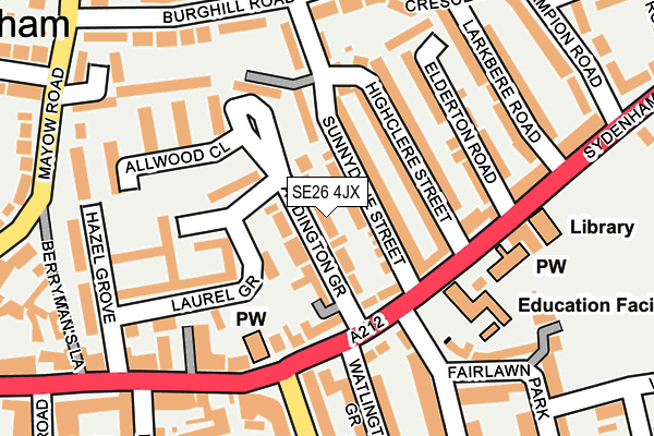 SE26 4JX map - OS OpenMap – Local (Ordnance Survey) SE26 4JX map - OS OpenMap – Local (Ordnance Survey)