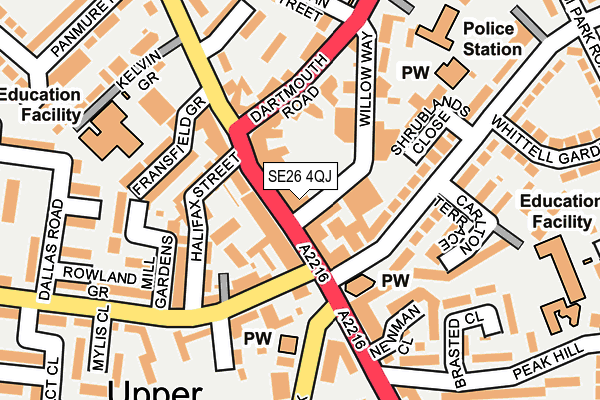 SE26 4QJ map - OS OpenMap – Local (Ordnance Survey) SE26 4QJ map - OS OpenMap – Local (Ordnance Survey)
