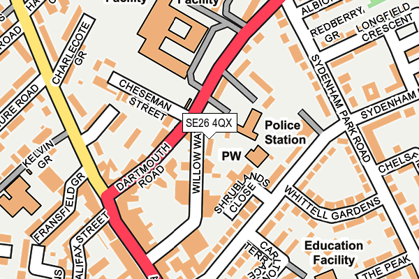 SE26 4QX map - OS OpenMap – Local (Ordnance Survey) SE26 4QX map - OS OpenMap – Local (Ordnance Survey)