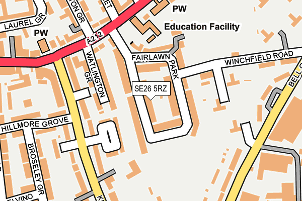 SE26 5RZ map - OS OpenMap – Local (Ordnance Survey) SE26 5RZ map - OS OpenMap – Local (Ordnance Survey)