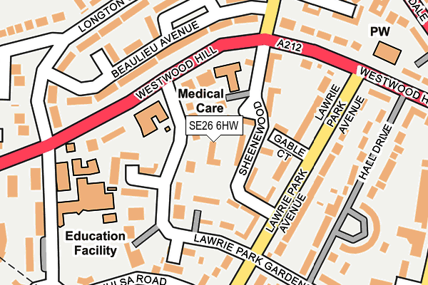 SE26 6HW map - OS OpenMap – Local (Ordnance Survey) SE26 6HW map - OS OpenMap – Local (Ordnance Survey)