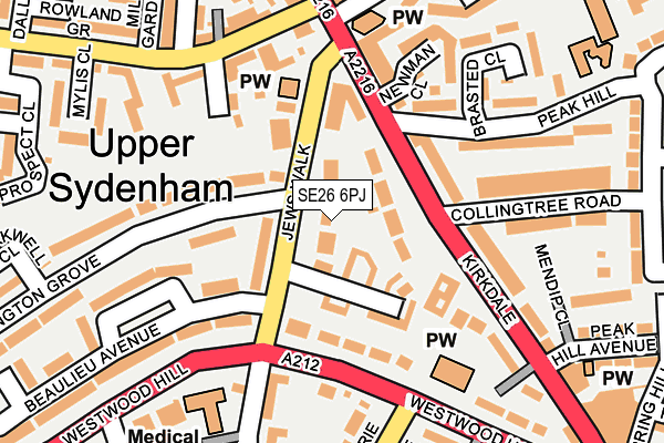 SE26 6PJ map - OS OpenMap – Local (Ordnance Survey) SE26 6PJ map - OS OpenMap – Local (Ordnance Survey)