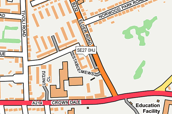 SE27 0HJ map - OS OpenMap – Local (Ordnance Survey) SE27 0HJ map - OS OpenMap – Local (Ordnance Survey)