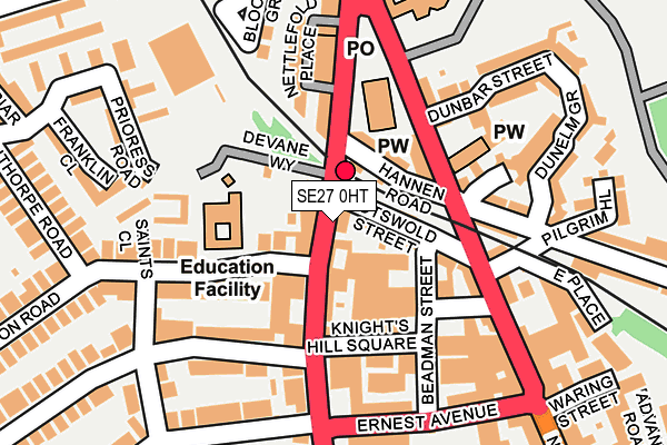 SE27 0HT map - OS OpenMap – Local (Ordnance Survey)