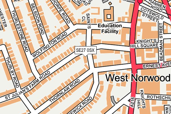 SE27 0SX map - OS OpenMap – Local (Ordnance Survey) SE27 0SX map - OS OpenMap – Local (Ordnance Survey)
