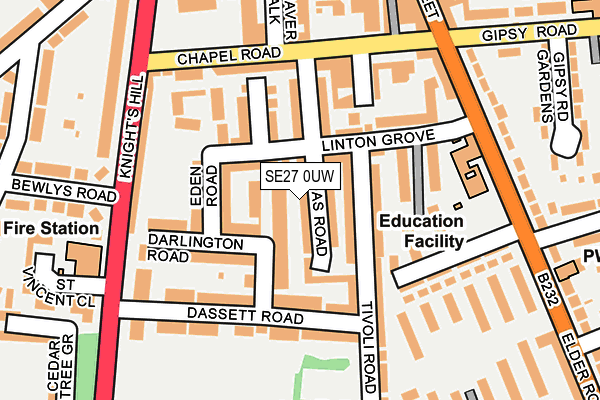 SE27 0UW map - OS OpenMap – Local (Ordnance Survey) SE27 0UW map - OS OpenMap – Local (Ordnance Survey)