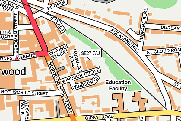 SE27 7AJ map - OS OpenMap – Local (Ordnance Survey) SE27 7AJ map - OS OpenMap – Local (Ordnance Survey)