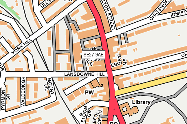 SE27 9AE map - OS OpenMap – Local (Ordnance Survey) SE27 9AE map - OS OpenMap – Local (Ordnance Survey)