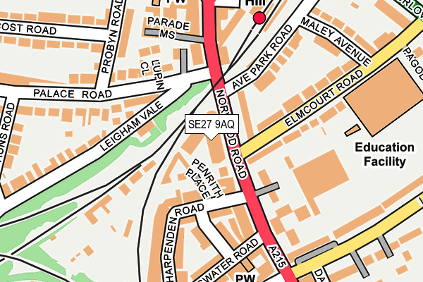 SE27 9AQ map - OS OpenMap – Local (Ordnance Survey) SE27 9AQ map - OS OpenMap – Local (Ordnance Survey)