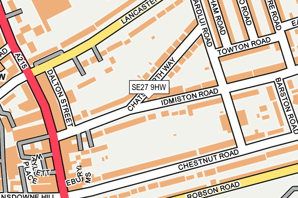 SE27 9HW map - OS OpenMap – Local (Ordnance Survey) SE27 9HW map - OS OpenMap – Local (Ordnance Survey)