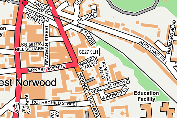 SE27 9LH map - OS OpenMap – Local (Ordnance Survey) SE27 9LH map - OS OpenMap – Local (Ordnance Survey)