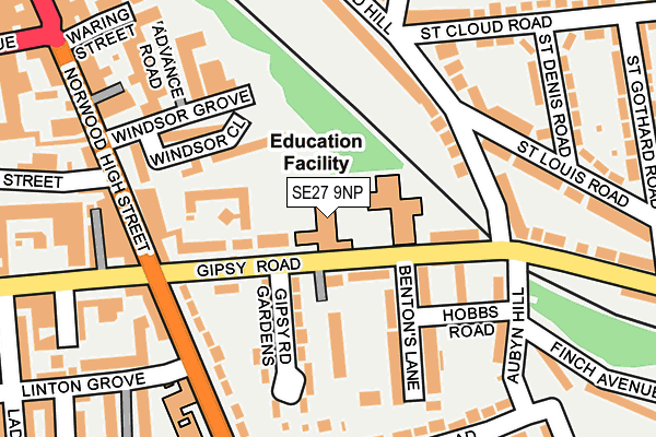 SE27 9NP map - OS OpenMap – Local (Ordnance Survey) SE27 9NP map - OS OpenMap – Local (Ordnance Survey)