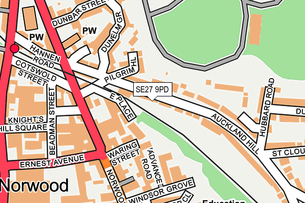 SE27 9PD map - OS OpenMap – Local (Ordnance Survey) SE27 9PD map - OS OpenMap – Local (Ordnance Survey)
