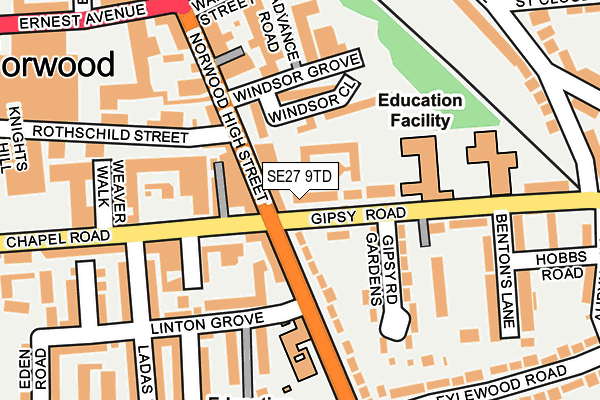 SE27 9TD map - OS OpenMap – Local (Ordnance Survey) SE27 9TD map - OS OpenMap – Local (Ordnance Survey)