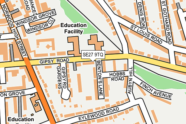 SE27 9TQ map - OS OpenMap – Local (Ordnance Survey) SE27 9TQ map - OS OpenMap – Local (Ordnance Survey)