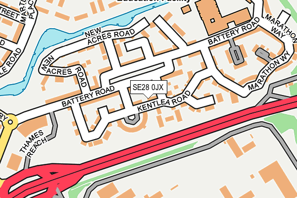 SE28 0JX map - OS OpenMap – Local (Ordnance Survey) SE28 0JX map - OS OpenMap – Local (Ordnance Survey)