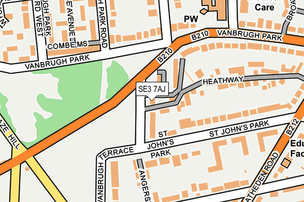 SE3 7AJ map - OS OpenMap – Local (Ordnance Survey) SE3 7AJ map - OS OpenMap – Local (Ordnance Survey)