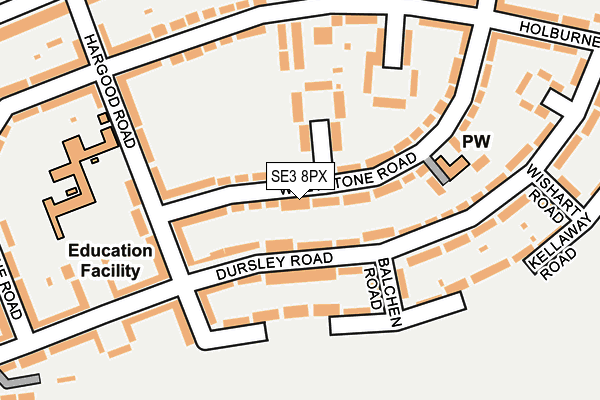 SE3 8PX map - OS OpenMap – Local (Ordnance Survey) SE3 8PX map - OS OpenMap – Local (Ordnance Survey)