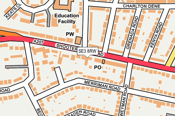 SE3 8RW map - OS OpenMap – Local (Ordnance Survey) SE3 8RW map - OS OpenMap – Local (Ordnance Survey)