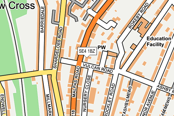 SE4 1BZ map - OS OpenMap – Local (Ordnance Survey) SE4 1BZ map - OS OpenMap – Local (Ordnance Survey)