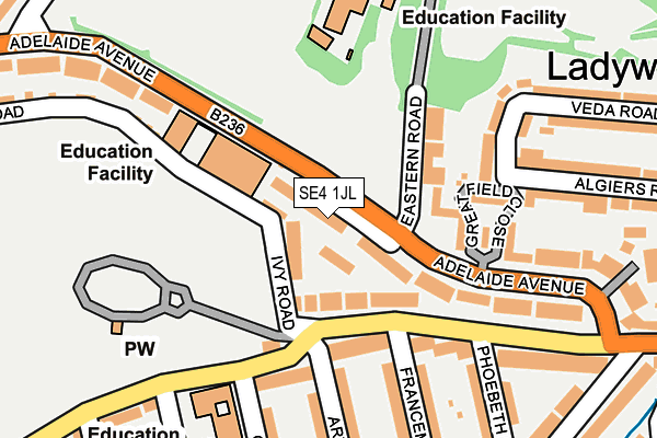 SE4 1JL map - OS OpenMap – Local (Ordnance Survey) SE4 1JL map - OS OpenMap – Local (Ordnance Survey)