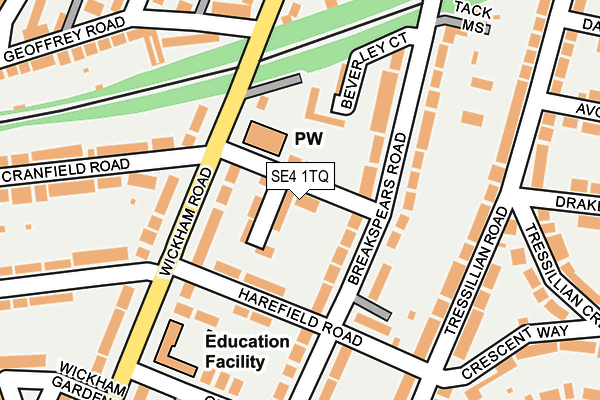 SE4 1TQ map - OS OpenMap – Local (Ordnance Survey) SE4 1TQ map - OS OpenMap – Local (Ordnance Survey)