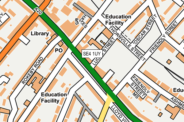 SE4 1UY map - OS OpenMap – Local (Ordnance Survey) SE4 1UY map - OS OpenMap – Local (Ordnance Survey)