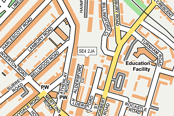 SE4 2JA map - OS OpenMap – Local (Ordnance Survey) SE4 2JA map - OS OpenMap – Local (Ordnance Survey)
