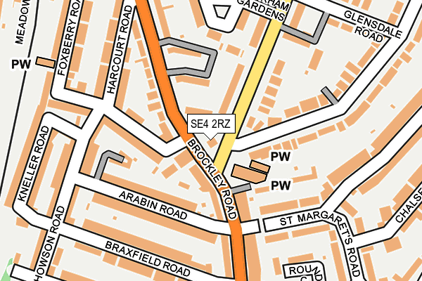 SE4 2RZ map - OS OpenMap – Local (Ordnance Survey) SE4 2RZ map - OS OpenMap – Local (Ordnance Survey)