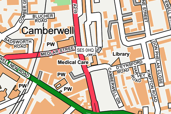 SE5 0HQ map - OS OpenMap – Local (Ordnance Survey)