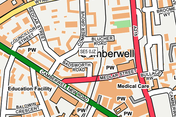 SE5 0JZ map - OS OpenMap – Local (Ordnance Survey) SE5 0JZ map - OS OpenMap – Local (Ordnance Survey)
