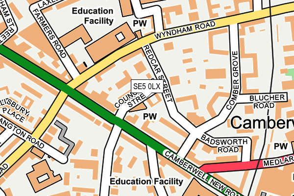 SE5 0LX map - OS OpenMap – Local (Ordnance Survey) SE5 0LX map - OS OpenMap – Local (Ordnance Survey)