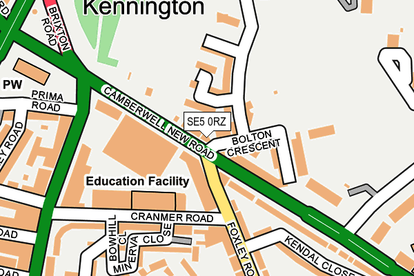 SE5 0RZ map - OS OpenMap – Local (Ordnance Survey)