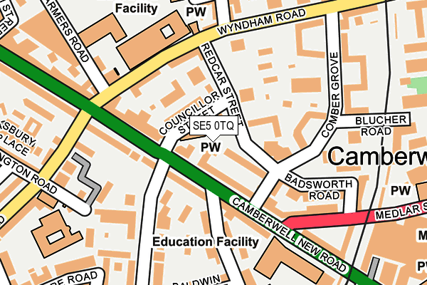 SE5 0TQ map - OS OpenMap – Local (Ordnance Survey)