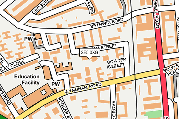 SE5 0XG map - OS OpenMap – Local (Ordnance Survey) SE5 0XG map - OS OpenMap – Local (Ordnance Survey)