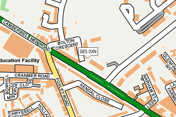 SE5 0XN map - OS OpenMap – Local (Ordnance Survey) SE5 0XN map - OS OpenMap – Local (Ordnance Survey)