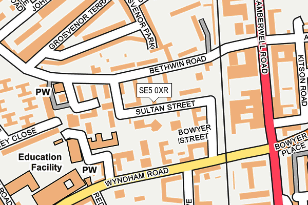 SE5 0XR map - OS OpenMap – Local (Ordnance Survey) SE5 0XR map - OS OpenMap – Local (Ordnance Survey)