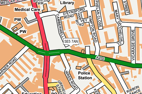 SE5 7AN map - OS OpenMap – Local (Ordnance Survey) SE5 7AN map - OS OpenMap – Local (Ordnance Survey)