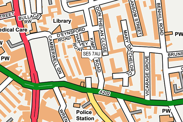 SE5 7AU map - OS OpenMap – Local (Ordnance Survey) SE5 7AU map - OS OpenMap – Local (Ordnance Survey)