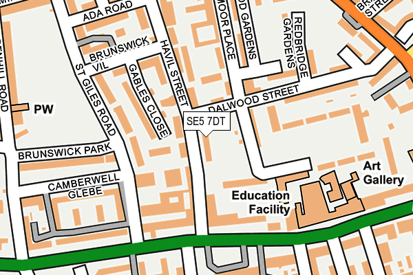 SE5 7DT map - OS OpenMap – Local (Ordnance Survey) SE5 7DT map - OS OpenMap – Local (Ordnance Survey)
