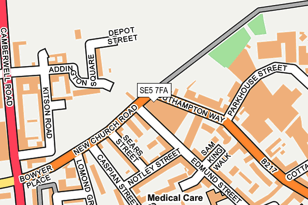 SE5 7FA map - OS OpenMap – Local (Ordnance Survey) SE5 7FA map - OS OpenMap – Local (Ordnance Survey)