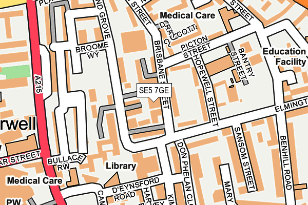 SE5 7GE map - OS OpenMap – Local (Ordnance Survey) SE5 7GE map - OS OpenMap – Local (Ordnance Survey)