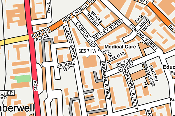 SE5 7HW map - OS OpenMap – Local (Ordnance Survey) SE5 7HW map - OS OpenMap – Local (Ordnance Survey)