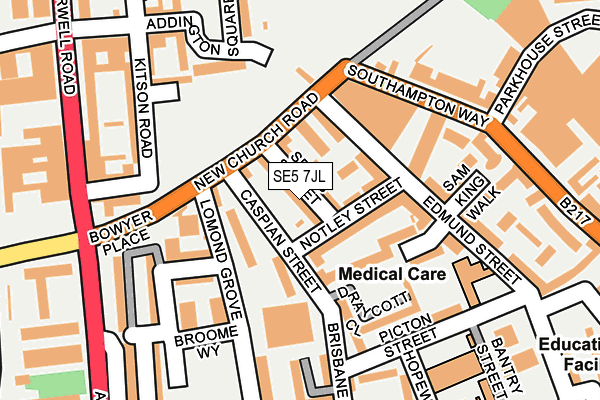 SE5 7JL map - OS OpenMap – Local (Ordnance Survey) SE5 7JL map - OS OpenMap – Local (Ordnance Survey)
