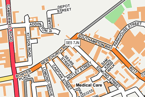 SE5 7JN map - OS OpenMap – Local (Ordnance Survey) SE5 7JN map - OS OpenMap – Local (Ordnance Survey)