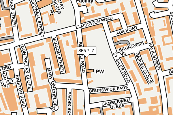 SE5 7LZ map - OS OpenMap – Local (Ordnance Survey)