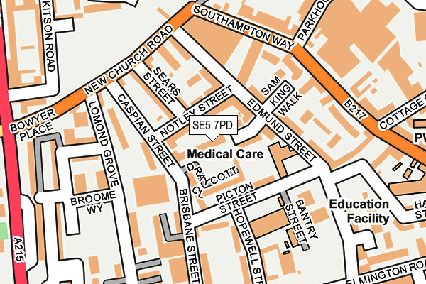 SE5 7PD map - OS OpenMap – Local (Ordnance Survey) SE5 7PD map - OS OpenMap – Local (Ordnance Survey)