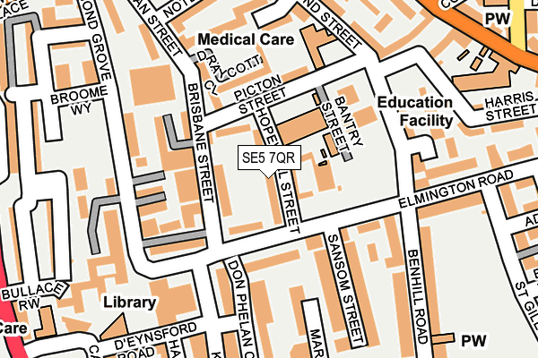 SE5 7QR map - OS OpenMap – Local (Ordnance Survey) SE5 7QR map - OS OpenMap – Local (Ordnance Survey)